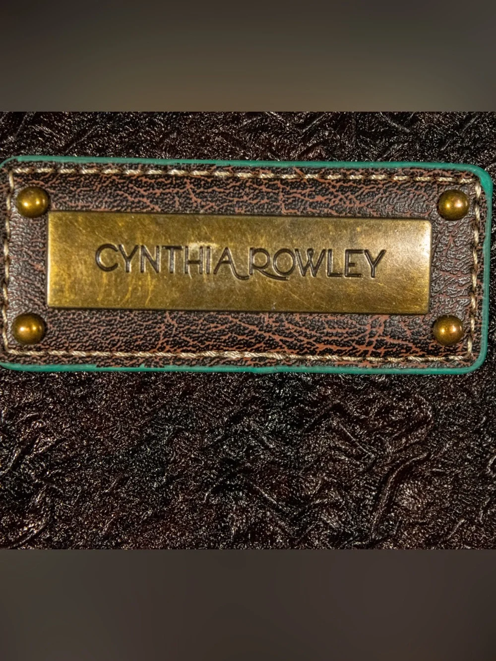 Cynthia Rowley Brown Carry-On Spinner with Teal Accents